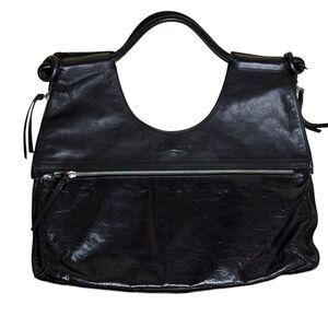 Nannini Leather Satchel Tote Purse Bag Black bv